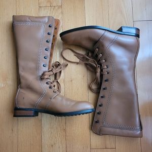 TOD'S Brown Leather Lace Boots: Size 37